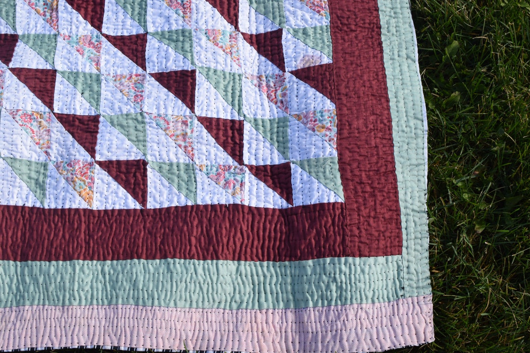 Hand Made Cotton Quilt Rili Hand Stitched and Pieced4 Etsy Canada