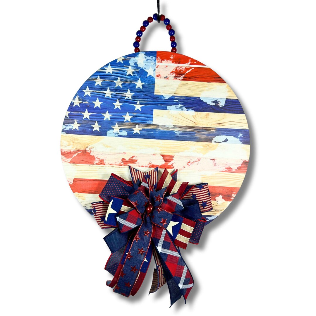 Primitive American Flag Wreath – Patriotic Front Door Decor, 4th of ...