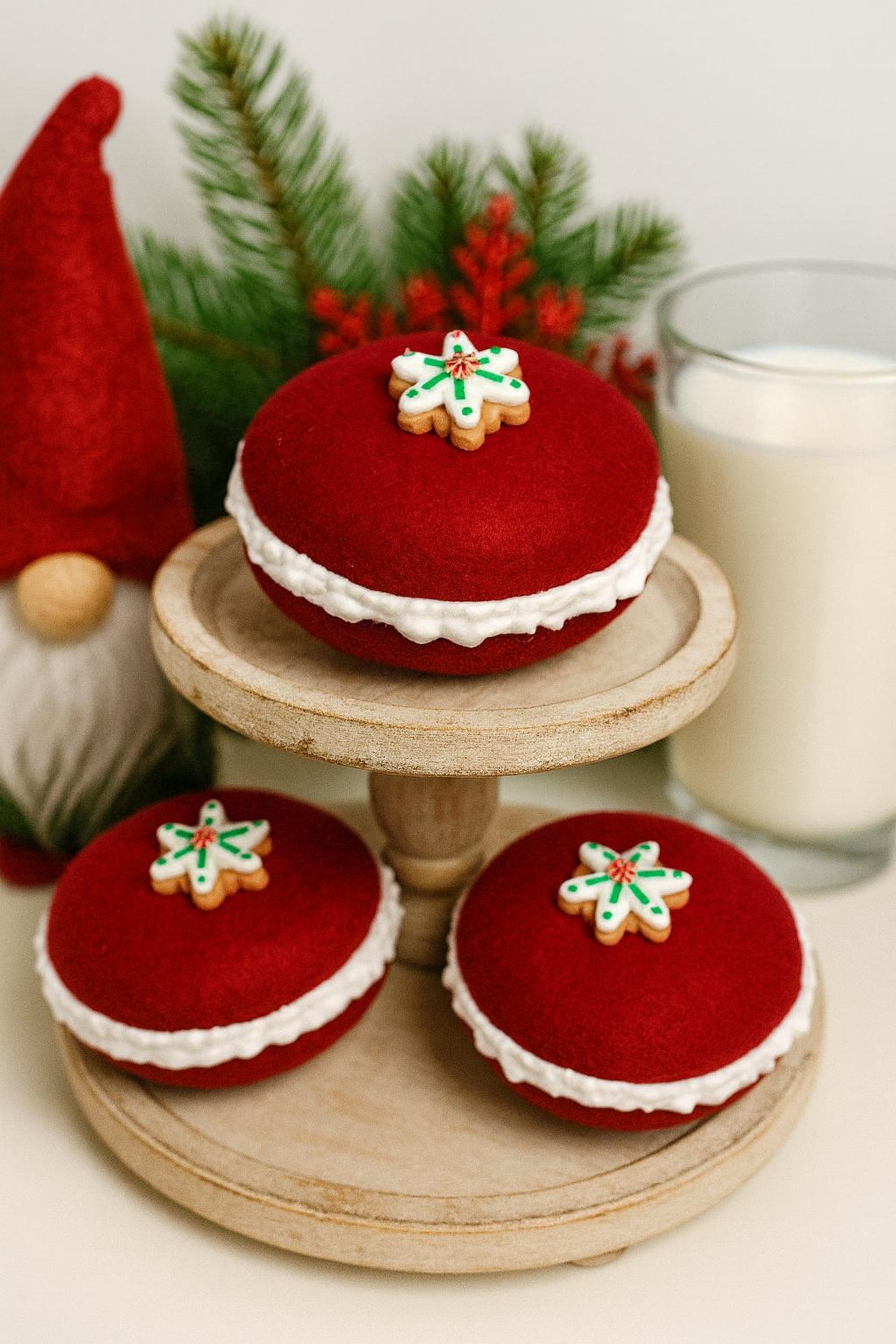 Velvet Attachment Rey Felt Red Velvet Whoopie Pie Wreath Attachment, Christmas Faux Cookie ...