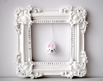 BUNNY bell, Pendant for Cat Collars, Funny Hopping Cute and Unique, White Kind Adorable Pet