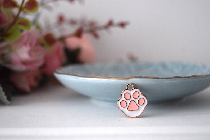 PAW charm, Pendant for Cat Collars, Baby Pink Soft Pet Kitten Kitty Dog Paw, Cushion Bouncy Pad, Gift for Pets image 1