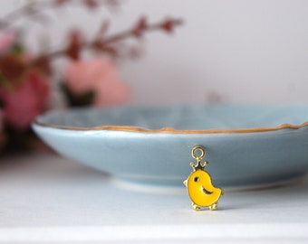 CHICK charm, Pendant for Cat Collars, Yellow Color Crown Little Chicken, Gold Fancy Cute Animal, Gift for Pets