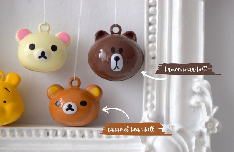 BEAR bell, Pendant for Cat Collars, Funny Cartoon Honey Fluffy Cute Animal, Round Ears Smiling Face image 4