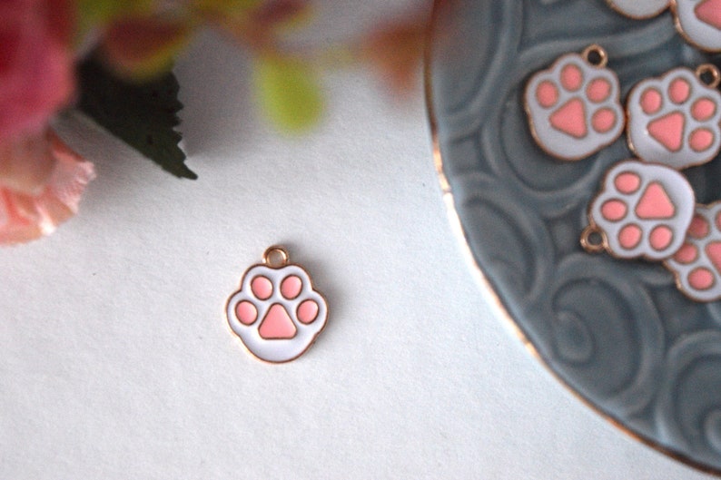 PAW charm, Pendant for Cat Collars, Baby Pink Soft Pet Kitten Kitty Dog Paw, Cushion Bouncy Pad, Gift for Pets image 2