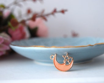 MOON charm, Pendant for Cat Collars, Rose Gold Color Shiny Star, Pretty Starry Silent Night, Gift for Pets