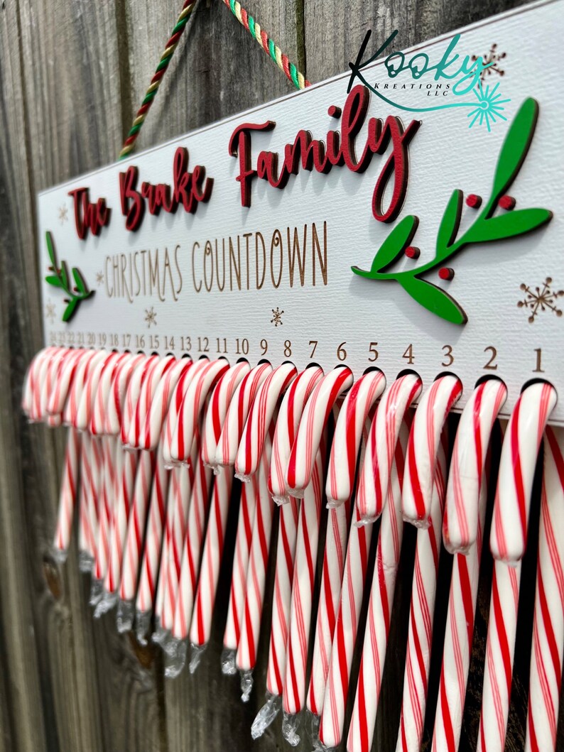 Candy Cane Christmas Countdown Personalized Christmas Etsy