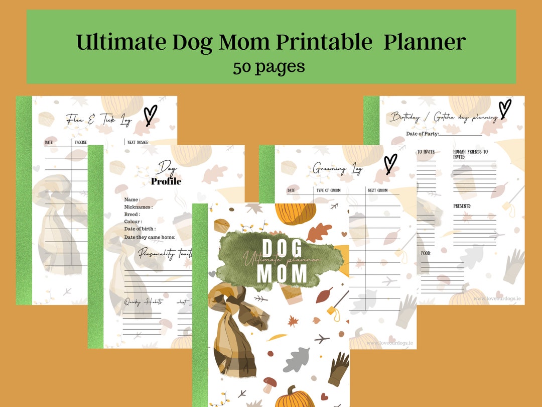 Ultimate Printable Dog Mom Planner Autumn Style 2, Puppy Planner, Dog