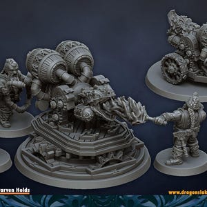 Dwarf Flamecannon| free bases included| get additional discount!| DragonsLake Miniatures