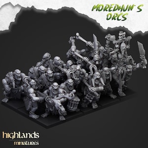 Cave Orcs with Two Hand Weapons| free bases included| get additional discount!| Highlands Miniatures