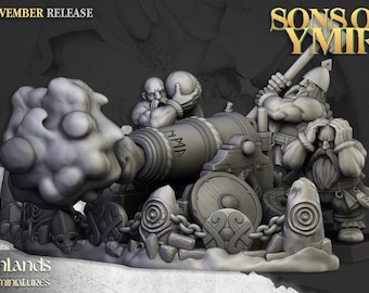 Dwarf Cannon| free bases included| get additional discount!| Highlands Miniatures