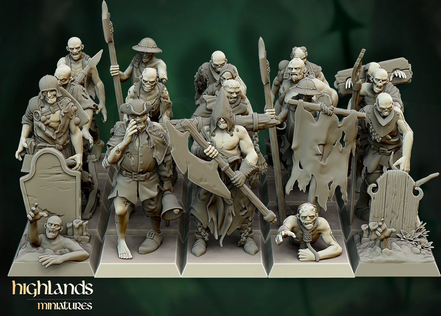 Figurine à peindre Hydra Production Highlands Miniatures : Régiment de 10  Guerriers du Landsknechts