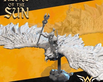 Archmage on Fire Phoenix| free bases included| get additional discount!| WHITE ANGEL MINIATURES