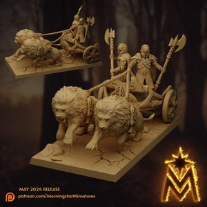 High Elf Lion Chariot| free bases included| get additional discount!| Morningstar Miniatures