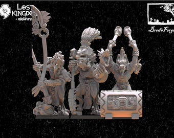 Grupo de Mando de la Guardia Coatl | Bases incluidas | ¡Descuento adicional! | Miniaturas de Lost Kingdom