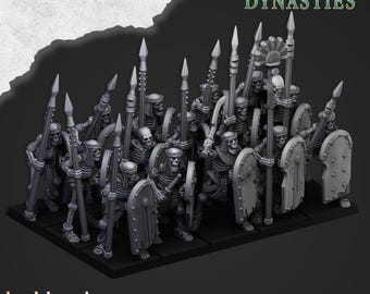 Ancient Skeleton with Spears| free bases included| get additional discount!| Highlands Miniatures
