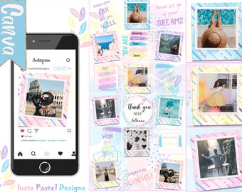 Pastel Perfect Canva Instagram Puzzle Vorlage | Canva Instagram Puzzle Vorlage | 18 Posts