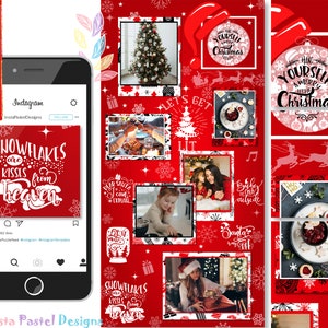 MERRY CHRISTMAS Canva Instagram Puzzle Feed Template | Canva Instagram Template