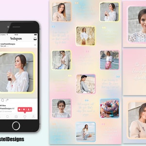May include: A collage of images featuring a woman in various outfits and poses. The images are arranged in a grid pattern with a pastel color scheme. The text "Be yourself, everyone else is already taken" is featured in the bottom right corner.