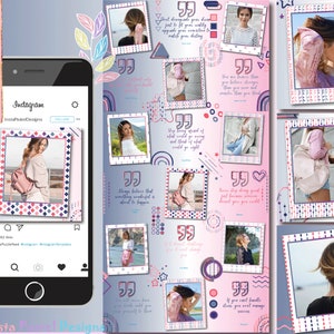 Pastel Fresh Canva Instagram Puzzle Feed Template | Canva Instagram Template | 18 posts