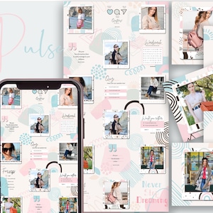 May include: A digital collage of images with a pink and blue color scheme. The collage features photos of people, abstract shapes, and text. The text includes "Would you rather", "Never stop dreaming", and "Q&A".