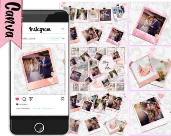 Hochzeit Instagram Puzzle Feed Vorlage | Canva Hochzeit Instagram Puzzle Vorlage | 18 Posts |