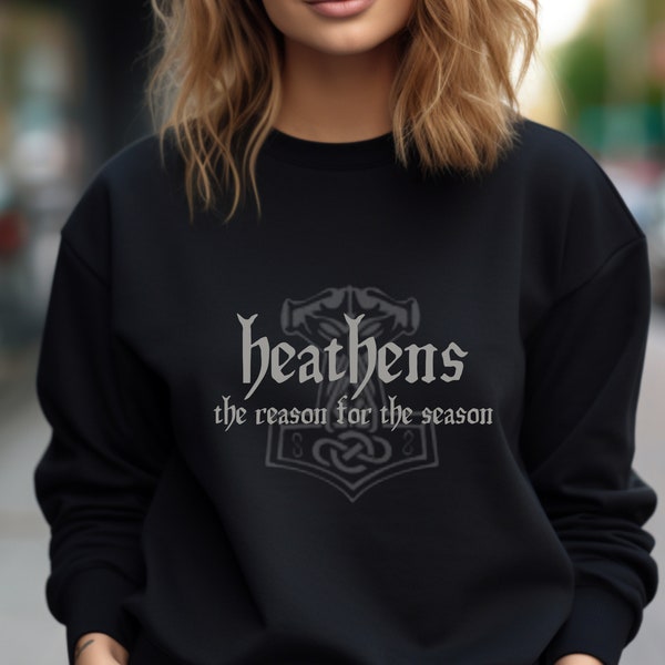 Heathen Sweater, Pagan Sweatshirt, Winter Solstice Gift, Odin's Hammer Top, Celtic Unisex Crewneck Sweatshirt