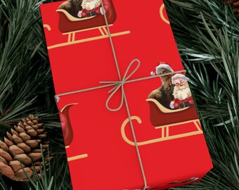 Santa and Chewbacca Gift Wrapping Paper, Funny Christmas Gift Present Paper, Chewie and Santa Wrapping Paper