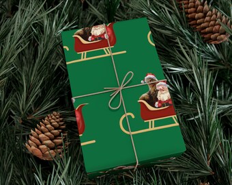 Santa and Chewbacca Gift Wrapping Paper, Funny Christmas Gift Present Paper, Chewie and Santa Wrapping Paper