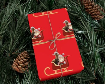 Santa and Chewbacca Gift Wrapping Paper, Funny Christmas Gift Present Paper, Chewie and Santa Wrapping Paper