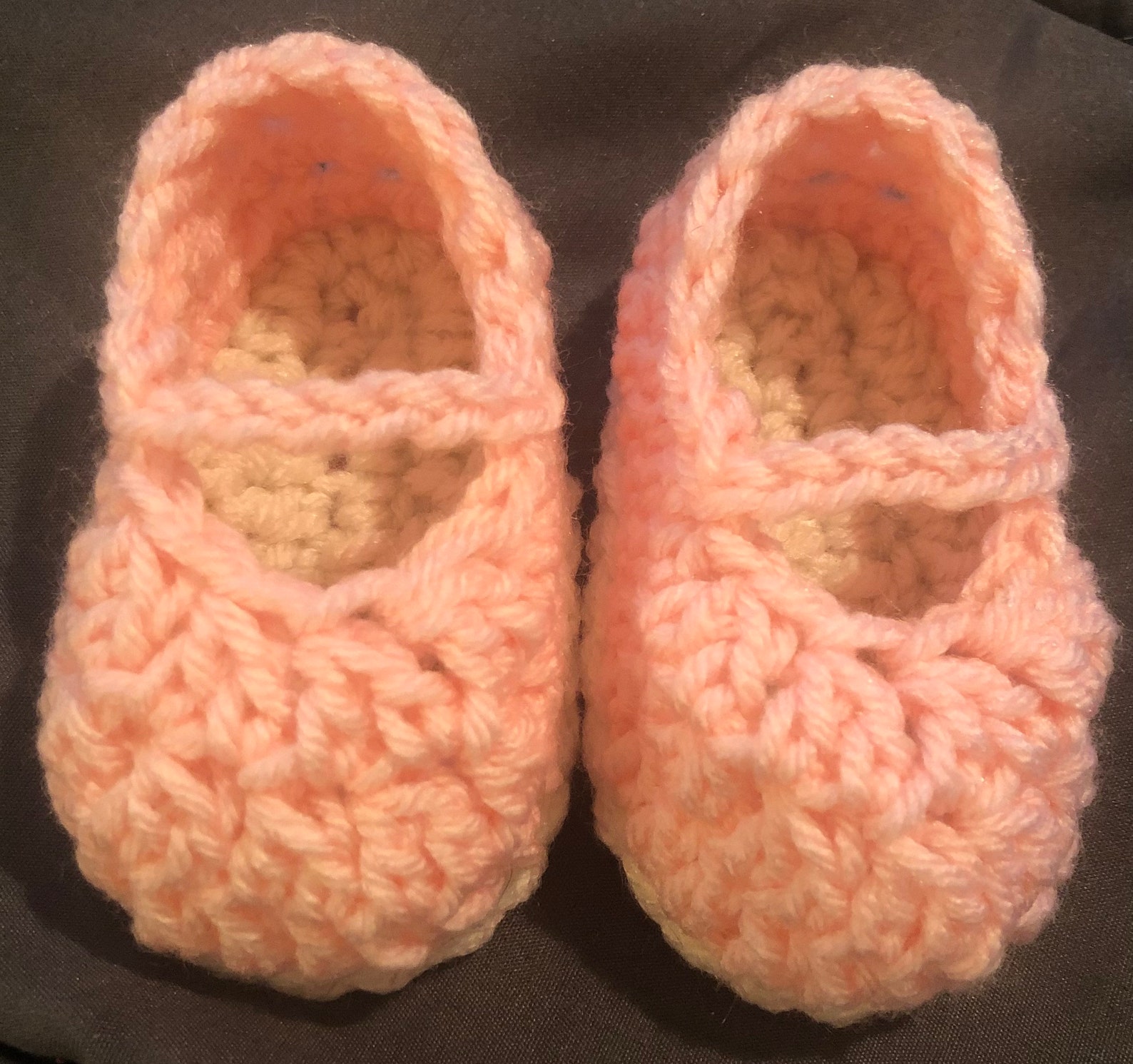 Mary Jane inspired crochet baby shoes. Etsy