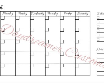 Blank Calendar Template - Etsy