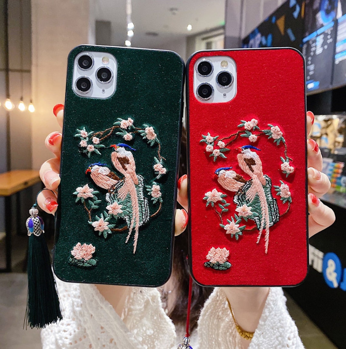 Embroidery phone case iphone11 12 craft phone case Magpie Etsy