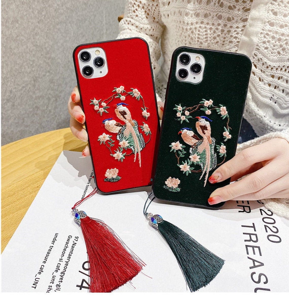 Embroidery phone case iphone11 12 craft phone case Magpie Etsy