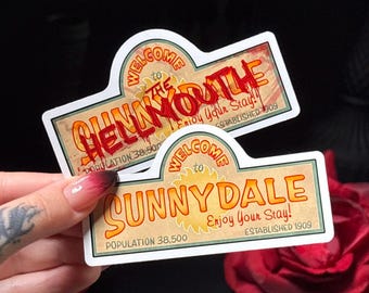 Sunnydale Town Welcome Sign Sticker | The Hellmouth | Inspired by Buffy the Vampire Slayer | Waterproof Vinyl Sticker | Horror | Halloween