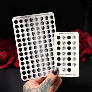 Phases of the Moon Sticker Sheet | Matte or Waterproof Glossy | 2026 Journal Planner Stickers | Lunar Calendar | Aesthetic
