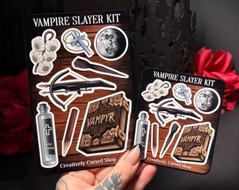 Vampire Slayer Kit Sticker Sheet | Matte or Waterproof Glossy | Inspired by Buffy the Vampire Slayer | Horror | Halloween