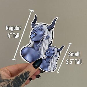 Demon Girl Devil Sticker | Glossy Waterproof Vinyl Sticker, Holographic, or Glitter | Gothic | Dark Fantasy Art | Dark Aesthetic image 4