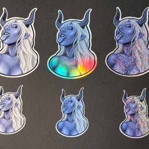 Demon Girl Devil Sticker | Glossy Waterproof Vinyl Sticker, Holographic, or Glitter | Gothic | Dark Fantasy Art | Dark Aesthetic image 3