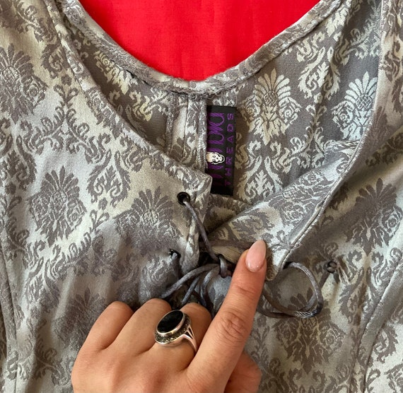 VTG Morbid Threads Goth Corset Front Lacing L - image 3