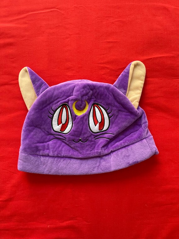 Sailor Moon Luna Artemis Cat Ear Fuzzy Hat Gem