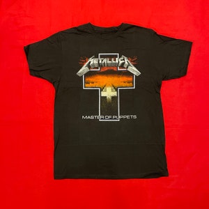 Metallica Masters of Puppets Album Art Cross Metal Band Shirt L