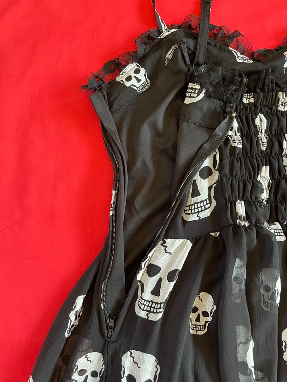 Gothic Mini White Dress with Black Skulls main image 1
