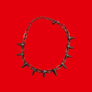 Spike Chain Necklace Alt Goth Punk 17" ( Black / Silver )
