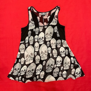 Royal Bones Skull Print Sheet Flowy Dressy Tank Top S