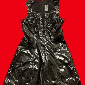 Y2K Lip Service Black PU Vinyl Goth Lace up Strap Dress XS - Etsy