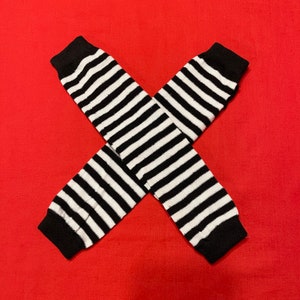Striped Arm Warmers with Thumbhole Emo Goth Scene Alt Gloves black / white / pink / red / green white