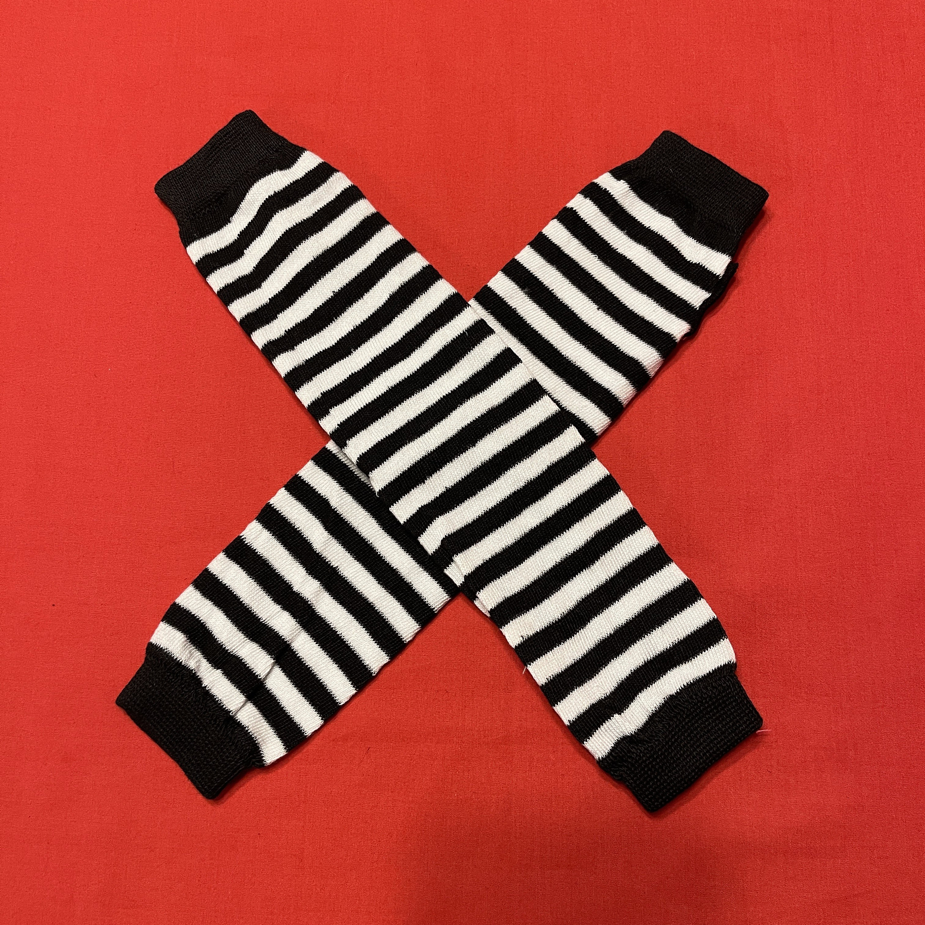 Striped Arm Warmers With Thumbhole Emo Goth Scene Alt Gloves