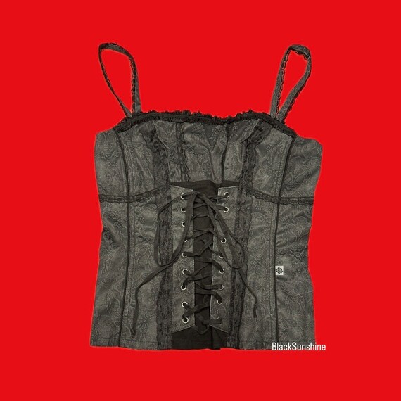 Tripp NYC Black Lace Zipper Goth Corset XL