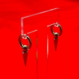 Spike Small Hoop Dangle Earrings Grunge Alt Goth Jewelry