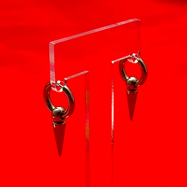 Spike Small Hoop Dangle Earrings Grunge Alt Goth Jewelry